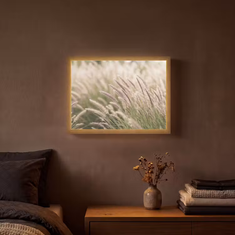 Gras - Close up - Groen Light Box met batterij (Wandlamp) middel -sfeer4