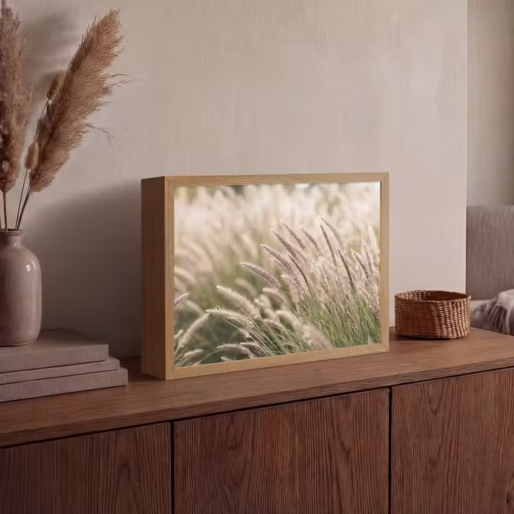 Gras - Close up - Groen Light Box met batterij (Wandlamp) middel -sfeer2