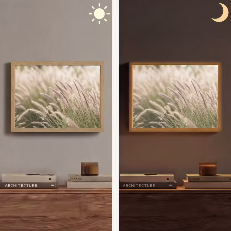 Gras - Close up - Groen Light Box met batterij (Wandlamp) middel -sfeer3