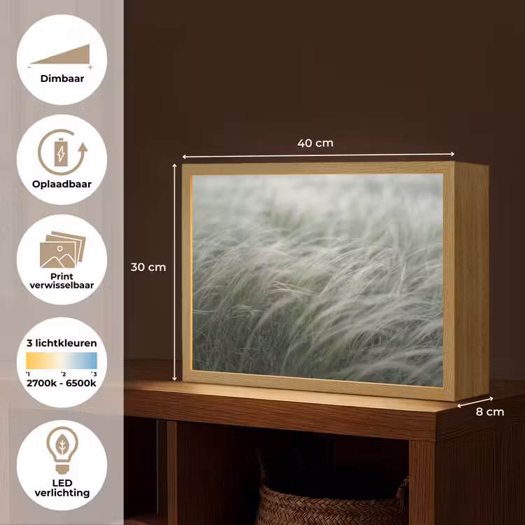 Gras - Wazig - Natuur - Groen - Zacht Light Box met batterij (Wandlamp) middel -USP_websiteoverzichtNL