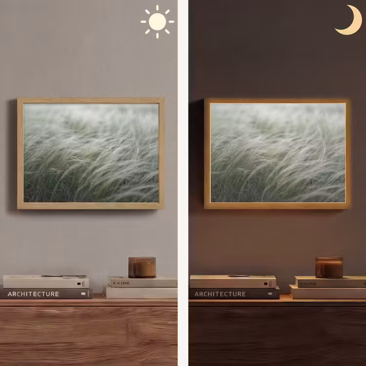 Gras - Wazig - Natuur - Groen - Zacht Light Box met batterij (Wandlamp) middel -sfeer3