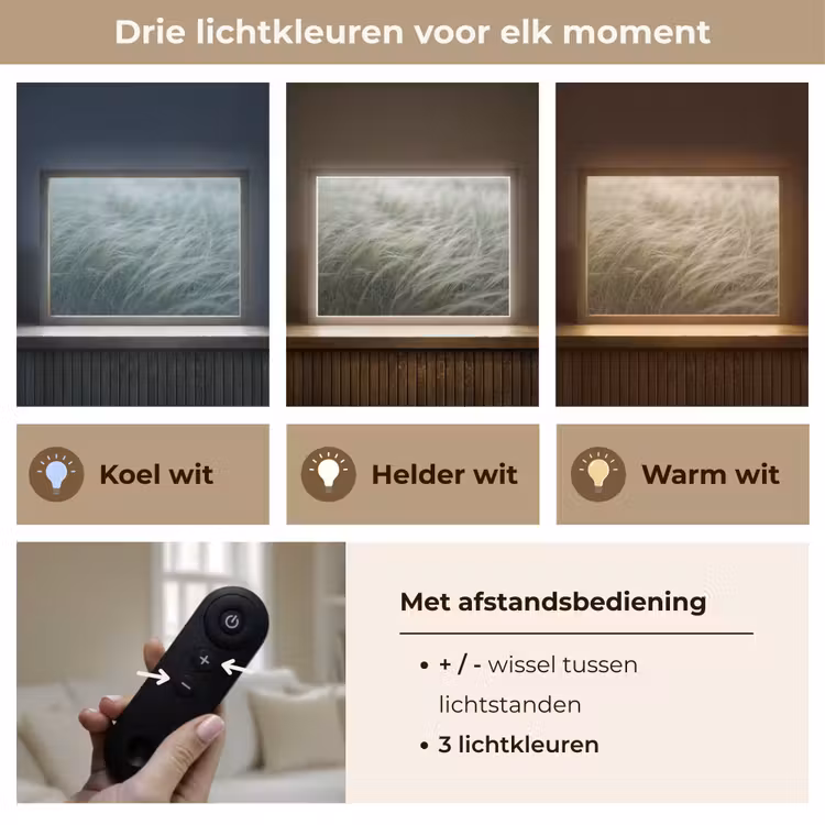 Gras - Wazig - Natuur - Groen - Zacht Light Box met batterij (Wandlamp) middel -USP_lichtkleurNL
