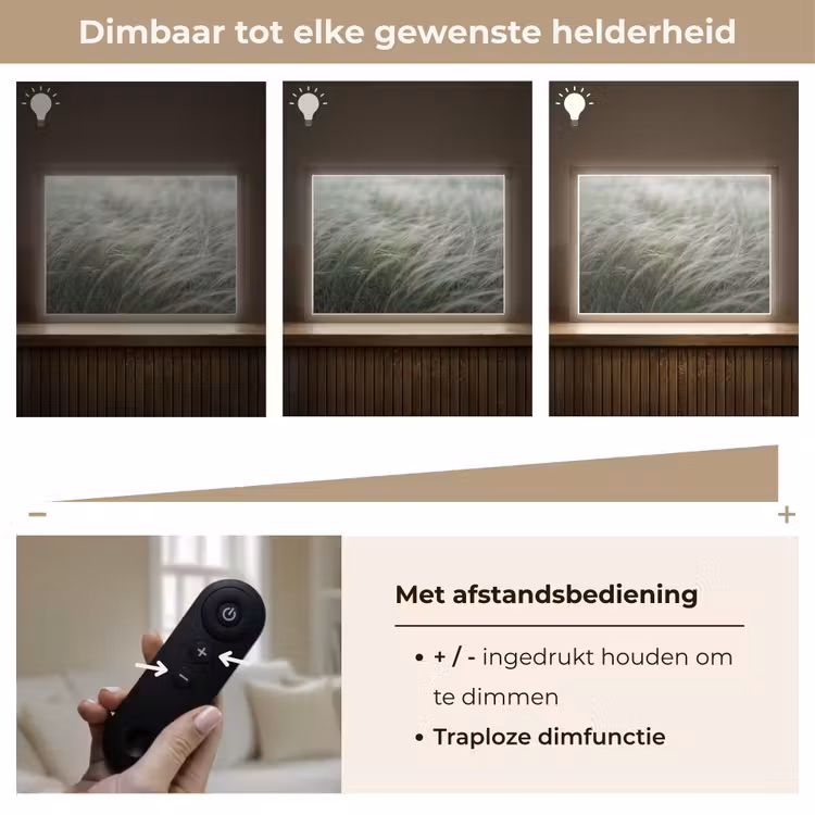 Gras - Wazig - Natuur - Groen - Zacht Light Box met batterij (Wandlamp) middel -USP_dimbaarNL