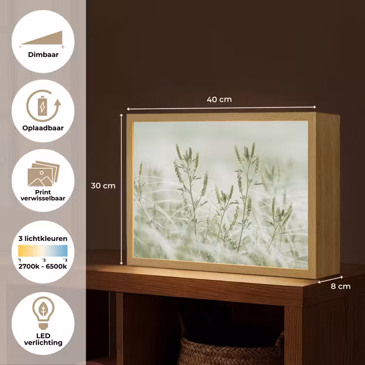 Grassen - Minimalistisch - Groen Light Box met batterij (Wandlamp) middel -USP_websiteoverzichtNL