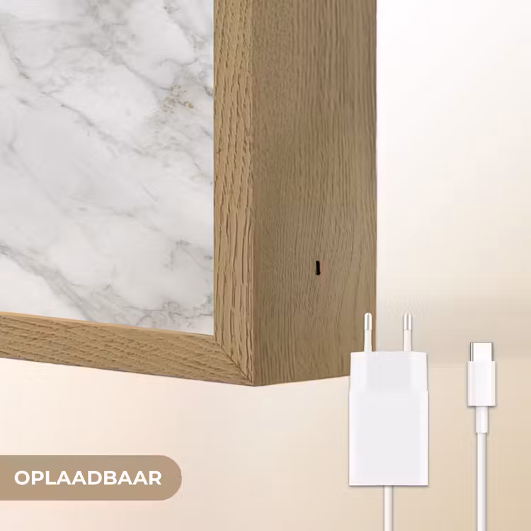 Grijs - Wit - Marmer Light Box met batterij (Wandlamp) middel 907 -USP_websiteoplaadbaarNL