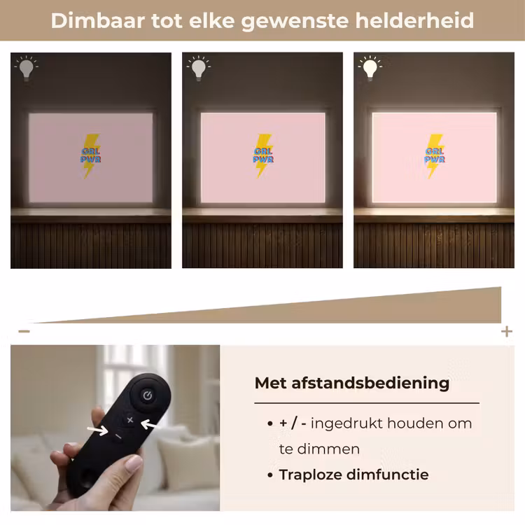 Grl pwr - Bliksem - Roze Light Box met batterij (Wandlamp) middel -USP_dimbaarNL