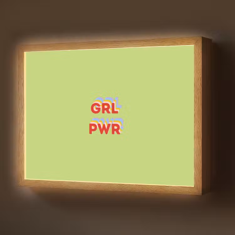 Grl pwr - Groen - Rood - 3D Light Box met batterij (Wandlamp) middel -z3d_website