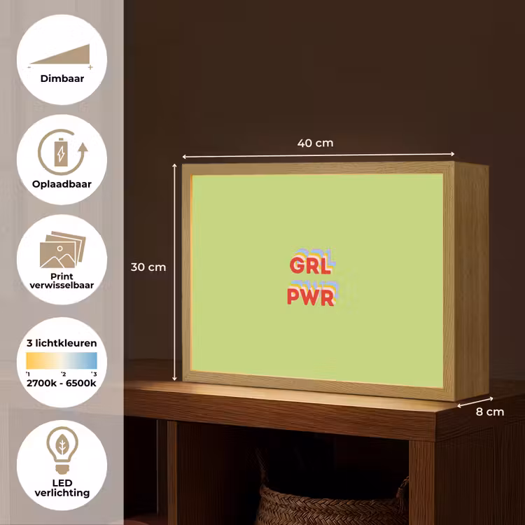 Grl pwr - Groen - Rood - 3D Light Box met batterij (Wandlamp) middel -USP_websiteoverzichtNL