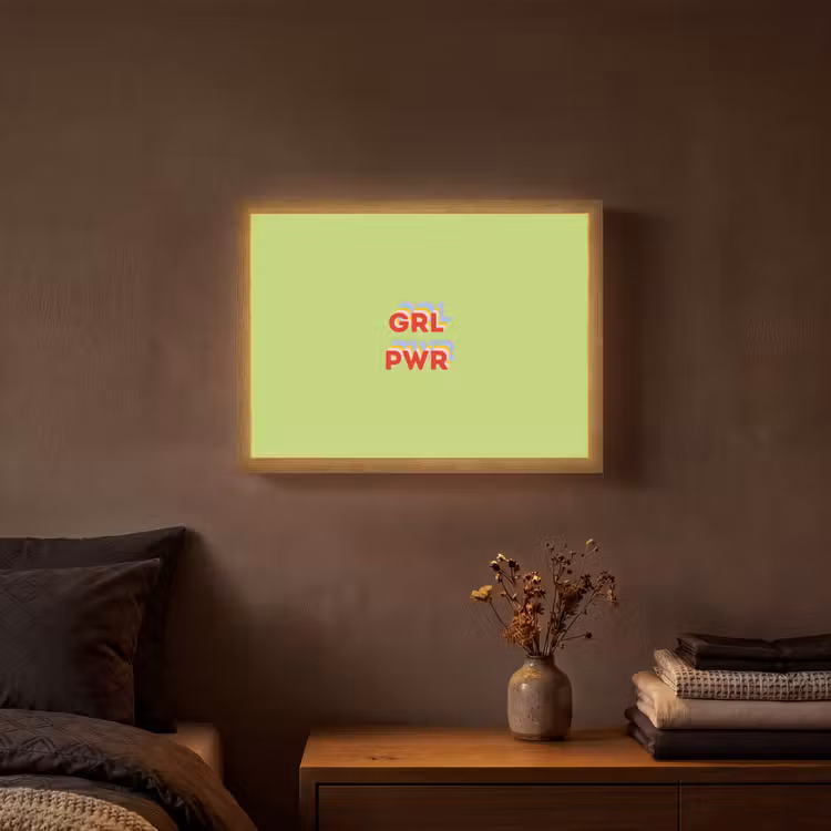 Grl pwr - Groen - Rood - 3D Light Box met batterij (Wandlamp) middel -sfeer4