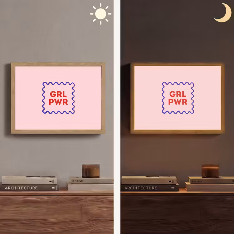 Grl pwr - Roze - Kader Light Box met batterij (Wandlamp) middel -sfeer3