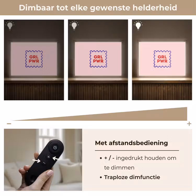 Grl pwr - Roze - Kader Light Box met batterij (Wandlamp) middel -USP_dimbaarNL