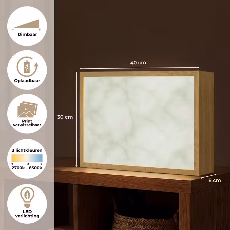 Groen - Marmer - Aders Light Box met batterij (Wandlamp) middel 907 -USP_websiteoverzichtNL