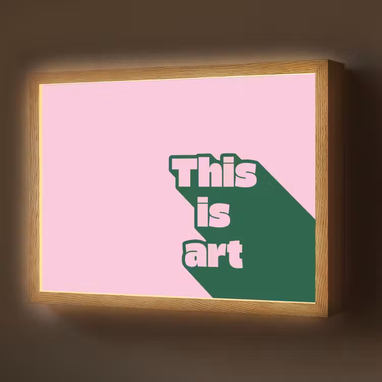 Groen - Teskt - This is art - Roze Light Box met batterij (Wandlamp) middel -z3d_website