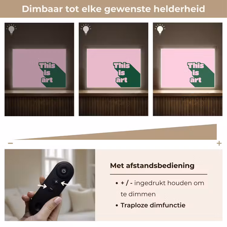 Groen - Teskt - This is art - Roze Light Box met batterij (Wandlamp) middel -USP_dimbaarNL