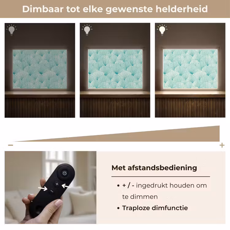Groen - Wit - Ginko - Getekend - Textuur Light Box met batterij (Wandlamp) middel 907 -USP_dimbaarNL