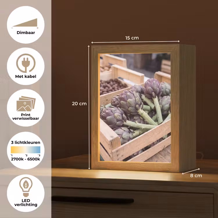 Lightbox - Wandlamp - Groenten - Markt - Vers - Groenten - Markt - Vers Light Box met kabel (Wandlamp) klein