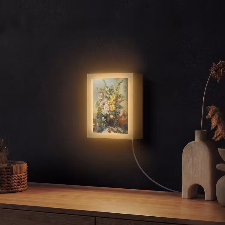 Grote vaas met bloemen - Josep Mirabent - Oude meesters Light Box met kabel (Wandlamp) klein -sfeer1