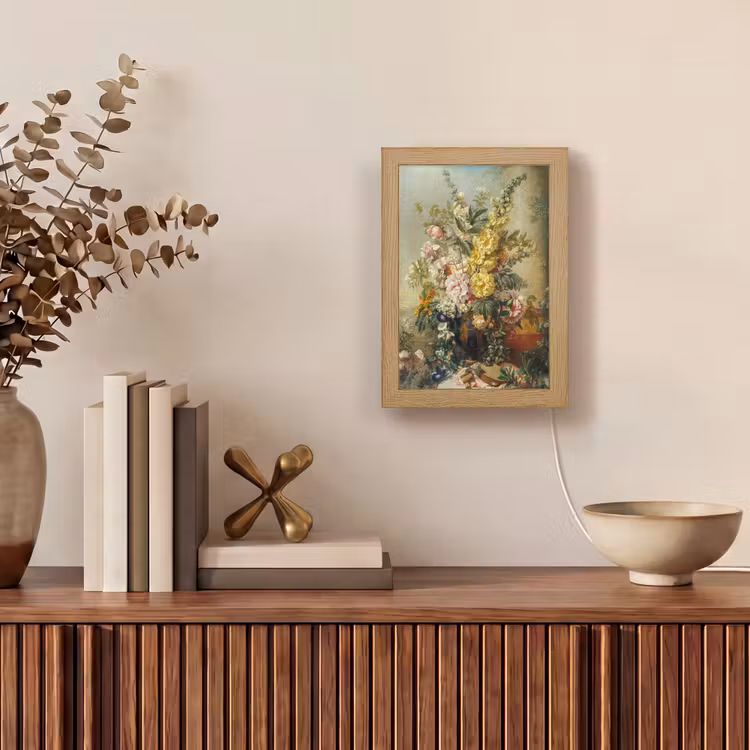 Grote vaas met bloemen - Josep Mirabent - Oude meesters Light Box met kabel (Wandlamp) klein -sfeer2