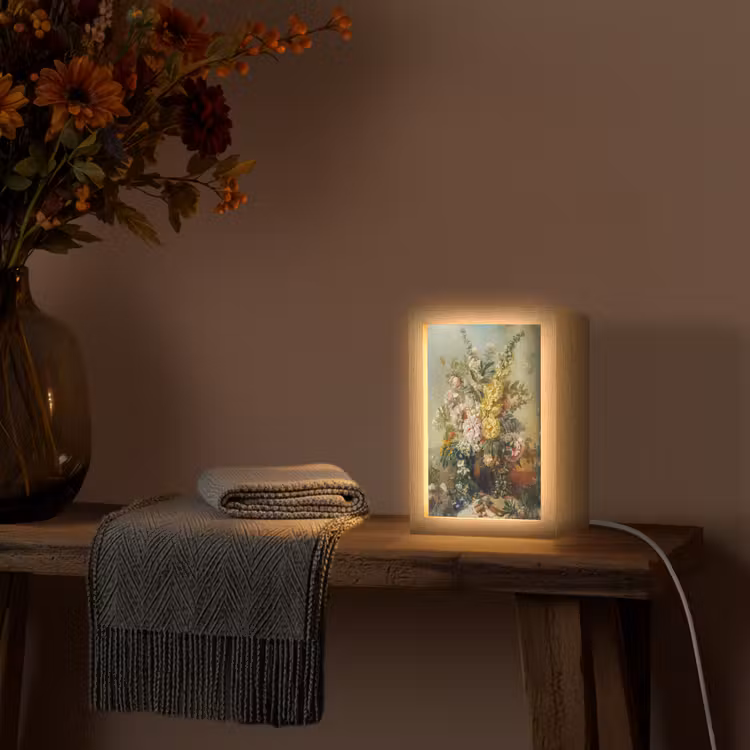 Grote vaas met bloemen - Josep Mirabent - Oude meesters Light Box met kabel (Wandlamp) klein -sfeer4