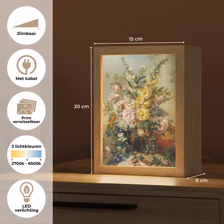 Grote vaas met bloemen - Josep Mirabent - Oude meesters Light Box met kabel (Wandlamp) klein -USP_websiteoverzichtNL