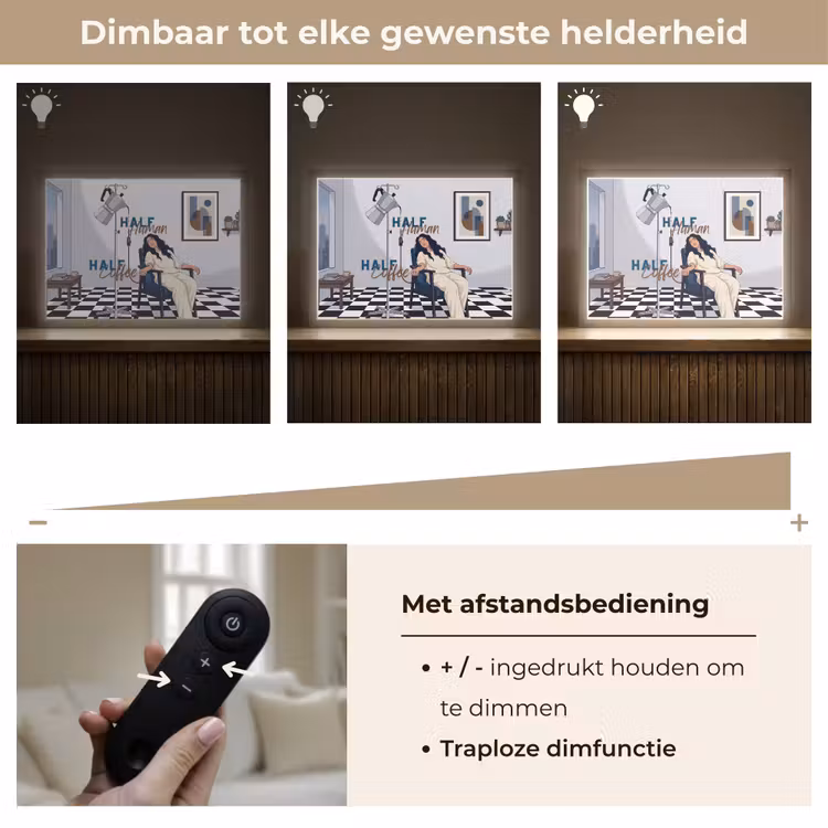 Half human, Half Coffee - Infuus - Koffie Light Box met batterij (Wandlamp) middel -USP_dimbaarNL