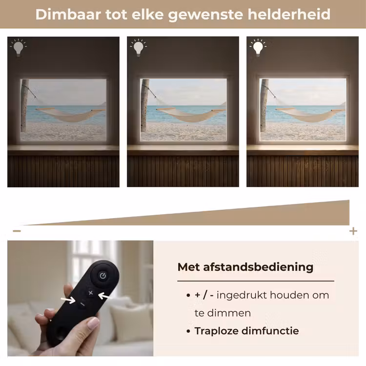 Hangmat - Strand - Wit Light Box met batterij (Wandlamp) middel -USP_dimbaarNL