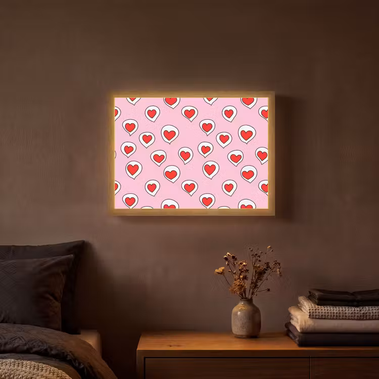 Hartjes - Patroon - Rood Light Box met batterij (Wandlamp) middel 907 -sfeer4