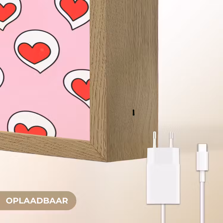 Hartjes - Patroon - Rood Light Box met batterij (Wandlamp) middel 907 -USP_websiteoplaadbaarNL