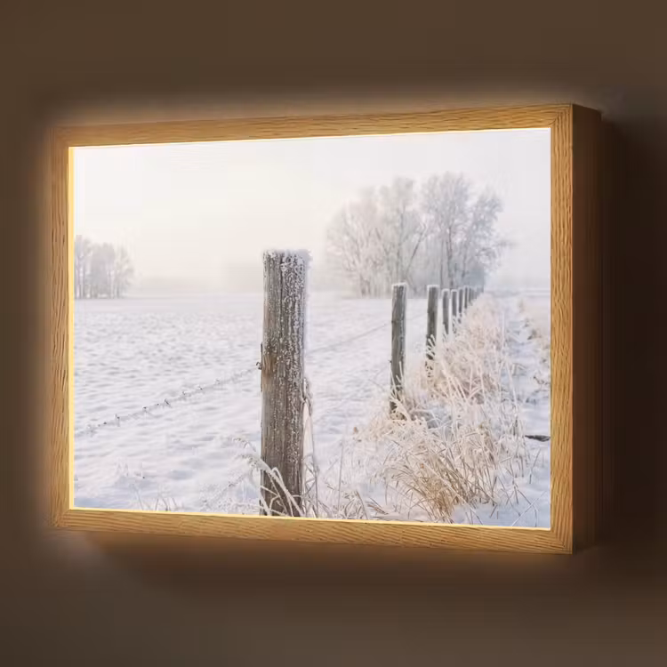 Hek - Sneeuw - Mist - Platteland - Nostalgisch Light Box met batterij (Wandlamp) middel -z3d_website