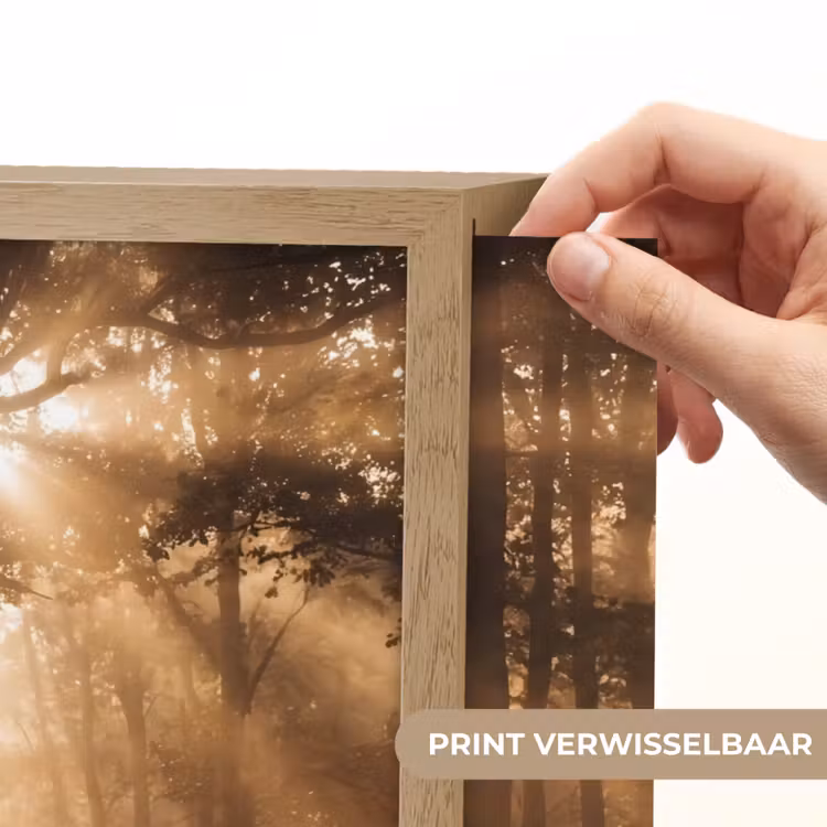 Hert - Bos - Mistig - Natuur - Goud Light Box met batterij (Wandlamp) middel -USP_websiteprintNL