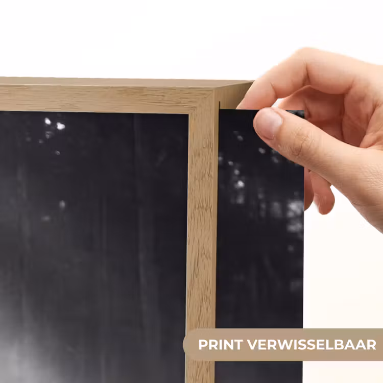 Hert - Bos - Zonnestralen - Zwart-wit - Natuur Light Box met batterij (Wandlamp) middel -USP_websiteprintNL