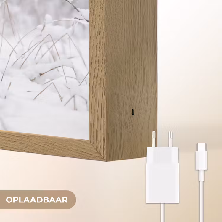 Hert - Sneeuw - Bos - Dieren - Vertederend Light Box met batterij (Wandlamp) middel -USP_websiteoplaadbaarNL