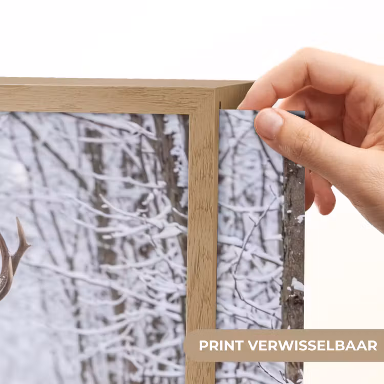 Hert - Winter - Bos - Natuur - Wit Light Box met batterij (Wandlamp) middel -USP_websiteprintNL