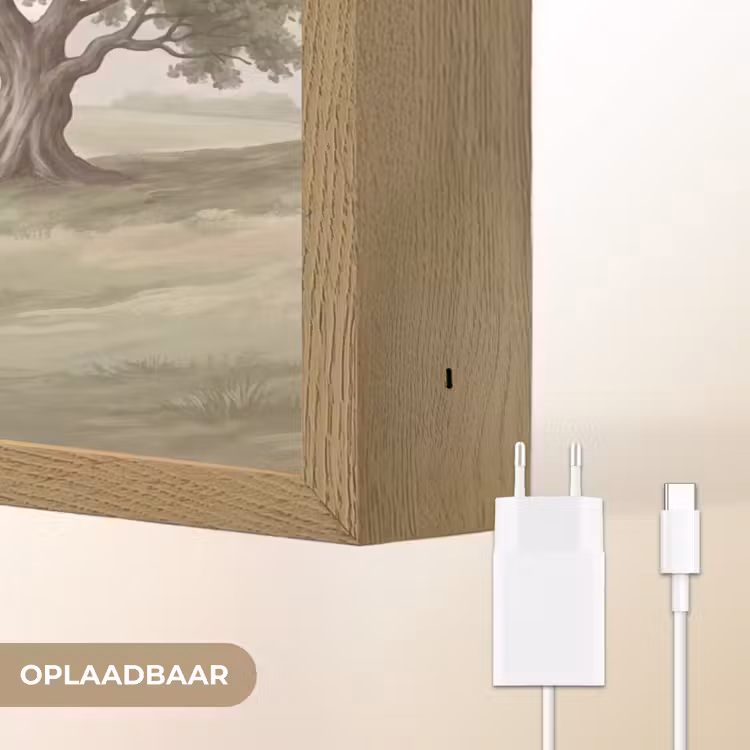 Heuvellandschap - Bomen - Natuur - Groen Light Box met batterij (Wandlamp) middel -USP_websiteoplaadbaarNL