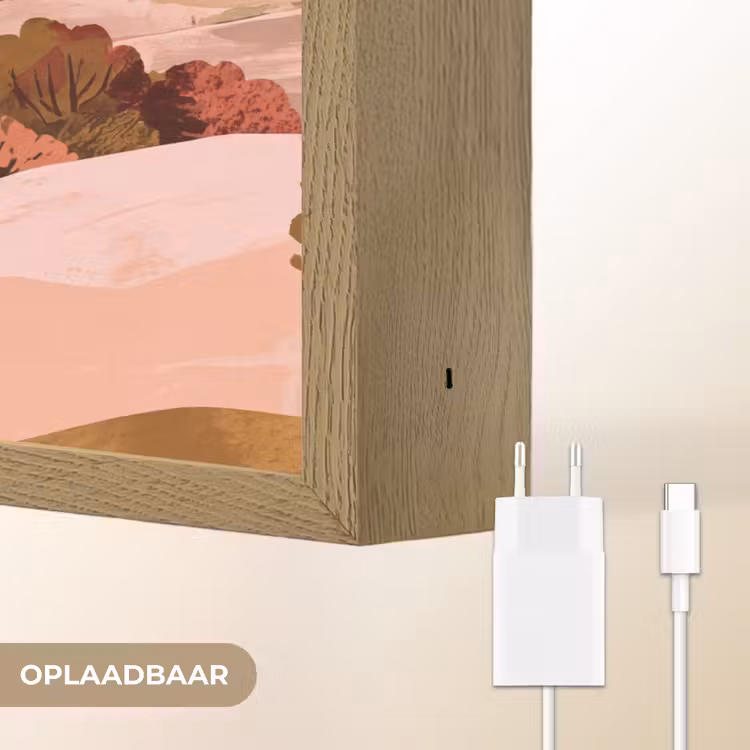 Heuvellandschap - Grafisch - Terracotta Light Box met batterij (Wandlamp) middel -USP_websiteoplaadbaarNL