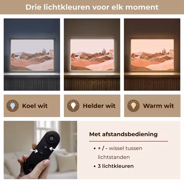 Heuvellandschap - Grafisch - Terracotta Light Box met batterij (Wandlamp) middel -USP_lichtkleurNL