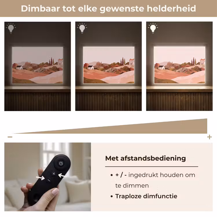 Heuvellandschap - Grafisch - Terracotta Light Box met batterij (Wandlamp) middel -USP_dimbaarNL