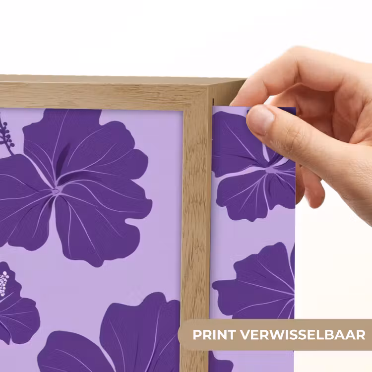 Hibiscus - Bloemen - Paars Light Box met batterij (Wandlamp) middel 907 -USP_websiteprintNL