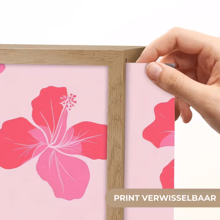 Hibiscus - Bloemen - Roze Light Box met batterij (Wandlamp) middel 907 -USP_websiteprintNL
