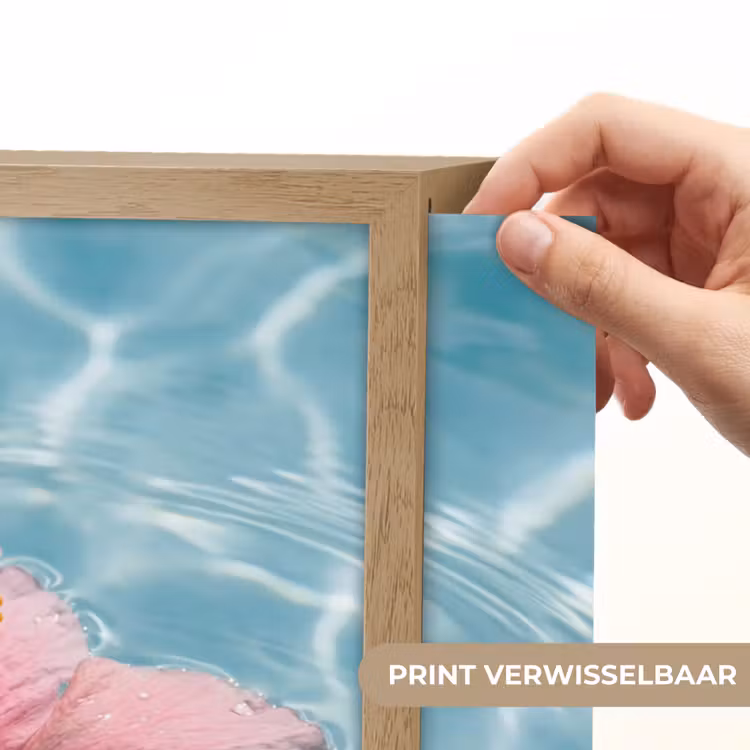 Hibiscus - Water - Roze Light Box met batterij (Wandlamp) middel -USP_websiteprintNL