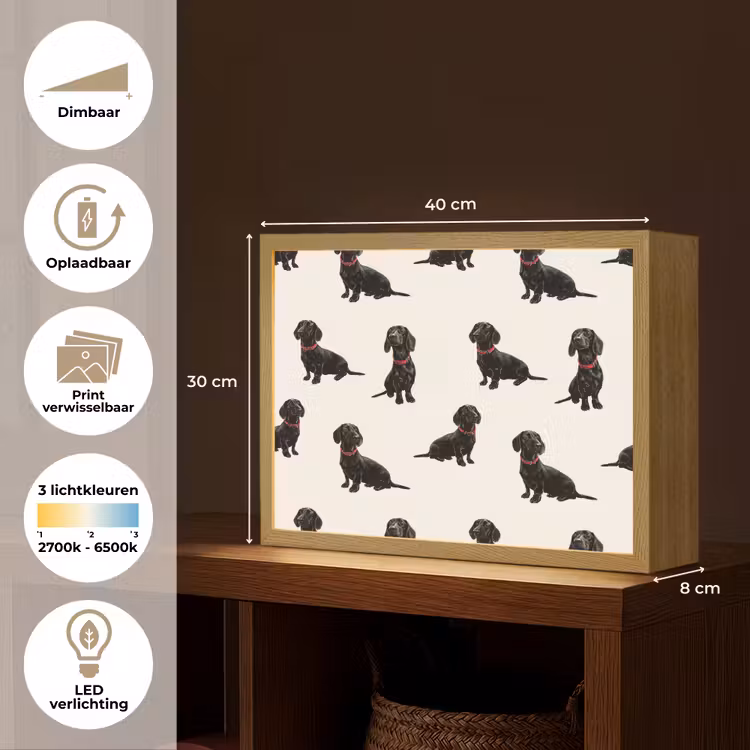 Hond - Patroon - Zwart Light Box met batterij (Wandlamp) middel 907 -USP_websiteoverzichtNL