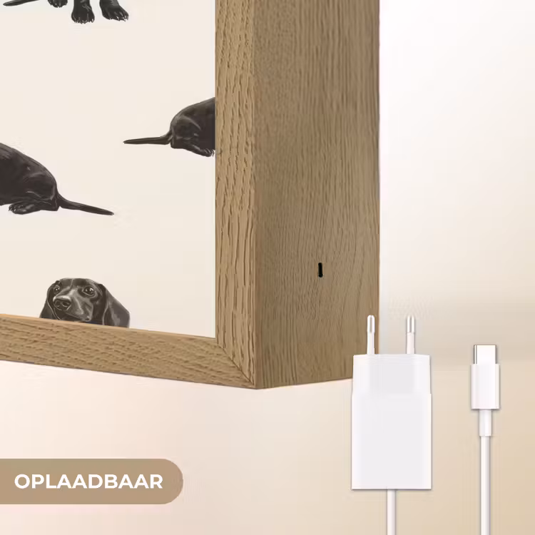 Hond - Patroon - Zwart Light Box met batterij (Wandlamp) middel 907 -USP_websiteoplaadbaarNL