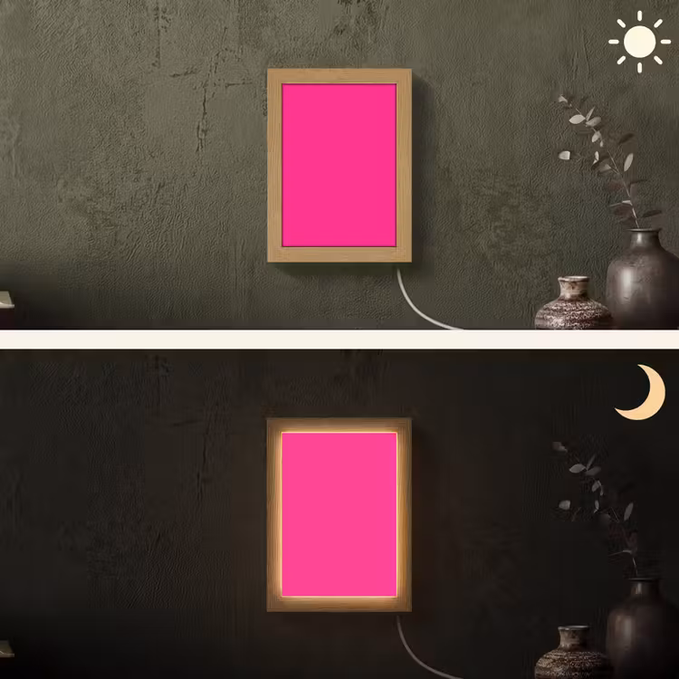 Hot - Fuchsia - Roze Light Box met kabel (Wandlamp) klein 929 -sfeer3