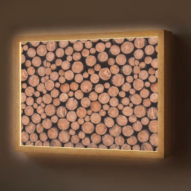 Houtblokken - Textuur - Patroon - Bruin - Rustiek Light Box met batterij (Wandlamp) middel -z3d_website