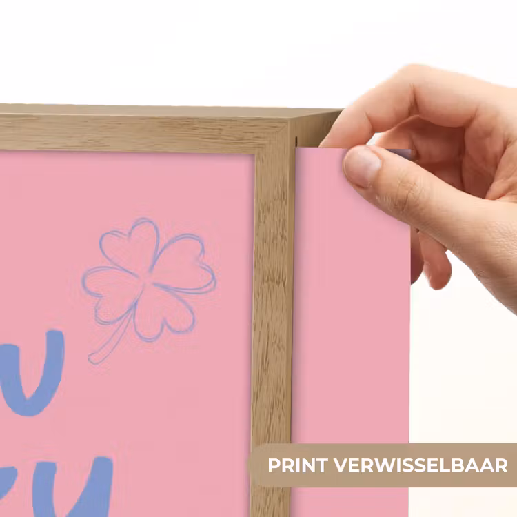 How lucky are we - Klavervier - Roze - Blauw Light Box met batterij (Wandlamp) middel -USP_websiteprintNL