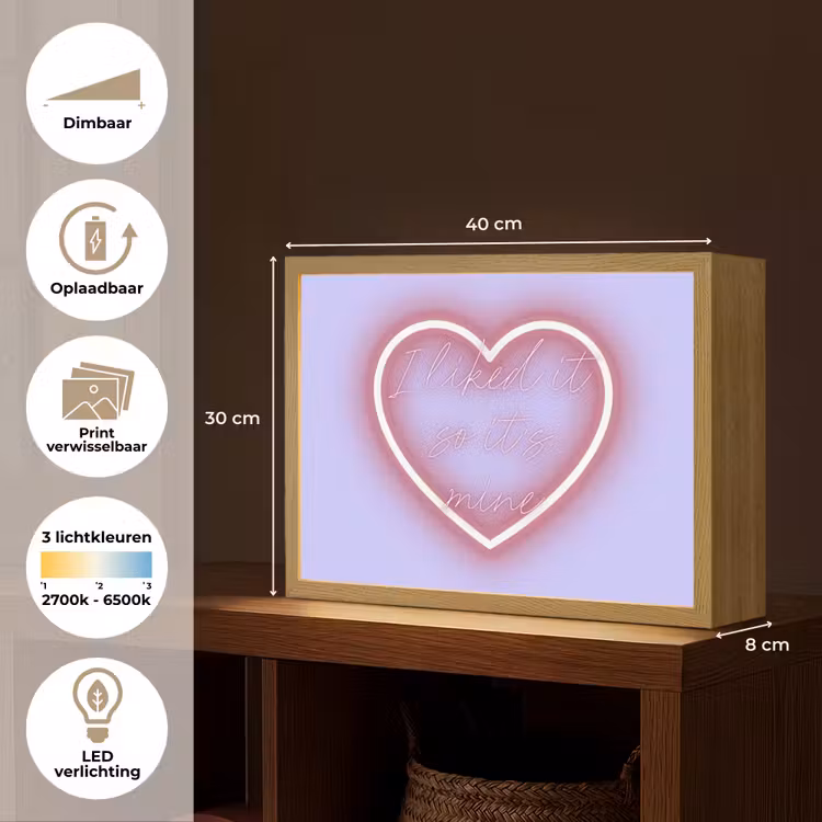 I liked it so it's mine - Neon hart - Paars Light Box met batterij (Wandlamp) middel -USP_websiteoverzichtNL
