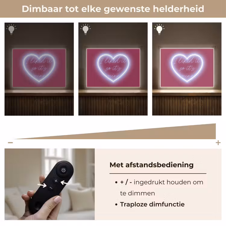 I liked it so it's mine - Neon hart - Roze Light Box met batterij (Wandlamp) middel -USP_dimbaarNL