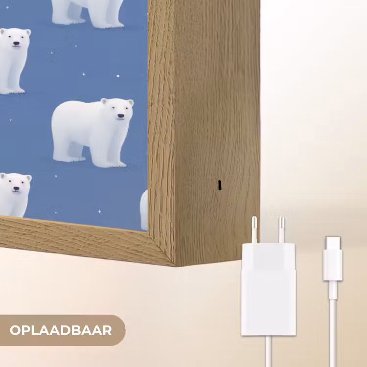 IJsbeer - Patroon - Blauw Light Box met batterij (Wandlamp) middel 907 -USP_websiteoplaadbaarNL