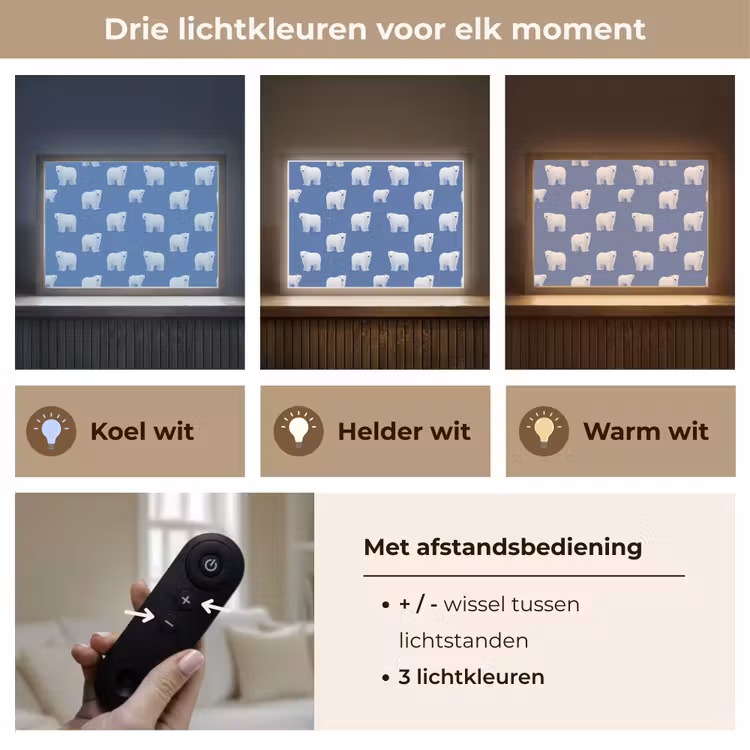 IJsbeer - Patroon - Blauw Light Box met batterij (Wandlamp) middel 907 -USP_lichtkleurNL