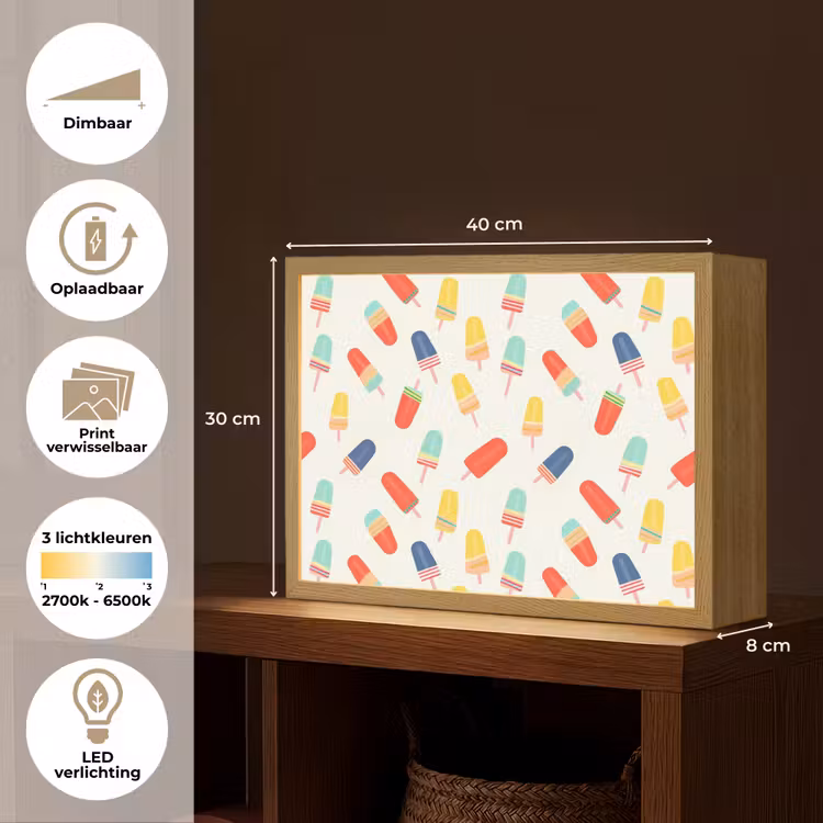 IJsjes - Speels - Kleurrijk Light Box met batterij (Wandlamp) middel 907 -USP_websiteoverzichtNL